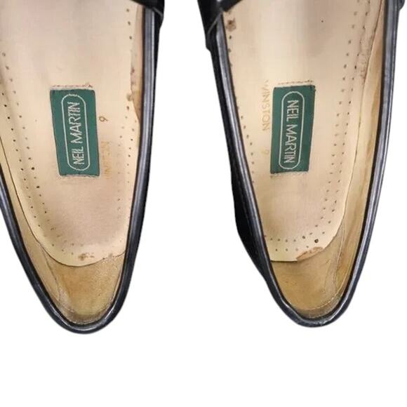 Neil Martin Shoe Men 9 Loafer Fringe Leather Classic Slip On Winston Italy Black